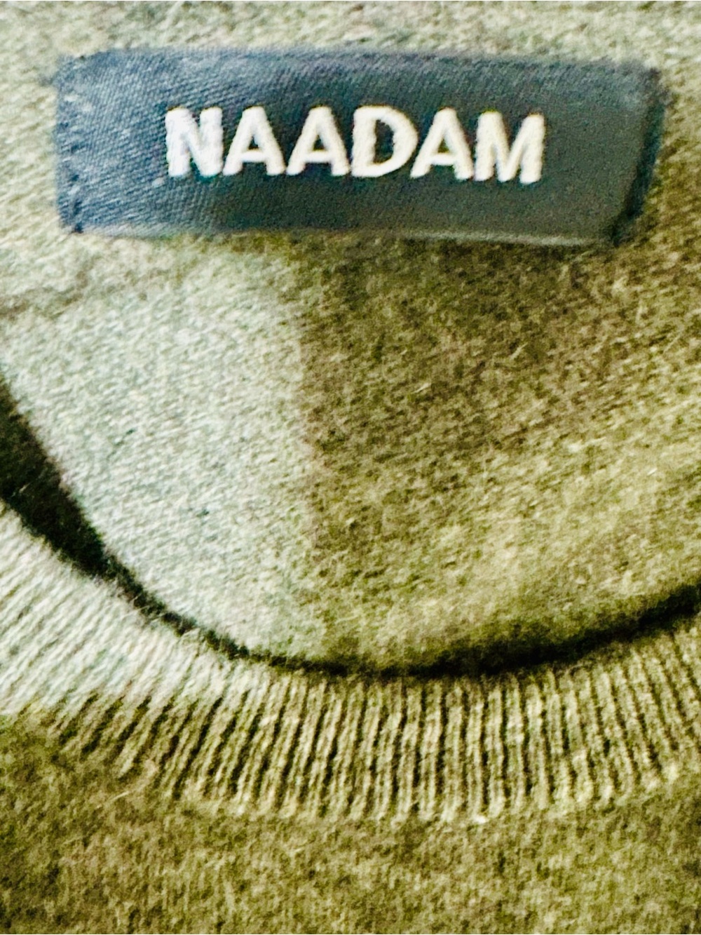 Naadam 100% Cashmere Crewneck Sweater Green Gray Long Sleeve Size S - Picture 4 of 6